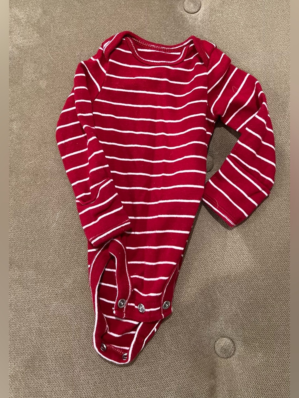 Carter's Red and White Striped Long-Sleeve One-Piece